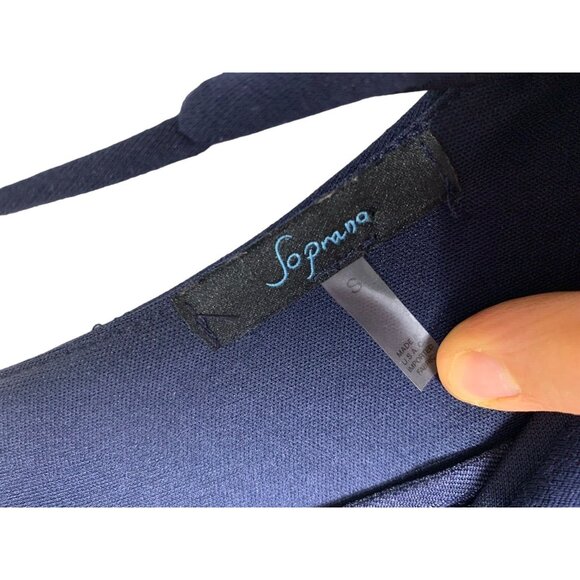 Womens Soprano Navy Midi Dress Cutout S Jr Sleeveless Halter Slit 7532 NWOT - Picture 4 of 9